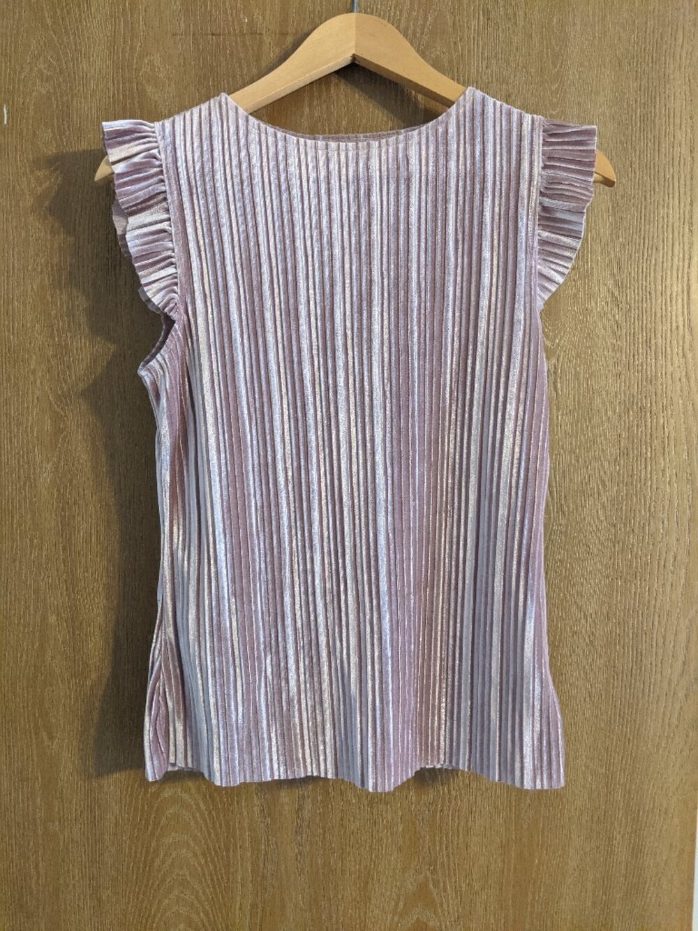 Worthington Pink Velvet Pleated Flutter Sleeve Top